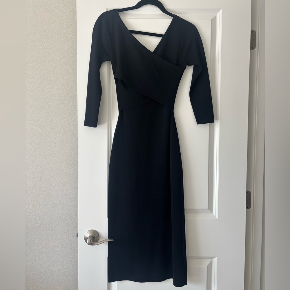 Theory Black Asymmetrical Midi Dress